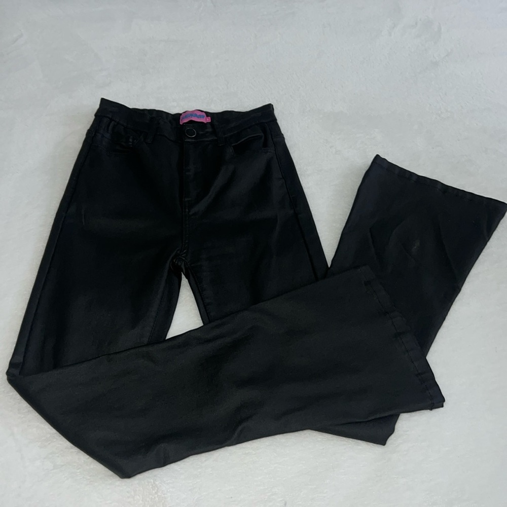 Edikted faux leather flared high waisted black pants size s